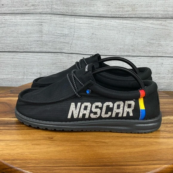 Hey Dude Wally NASCAR Multi Black Slip On Loafers Men’s Shoe Size 9