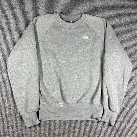 The North Face Sweatshirt Mens S Gray Raglan Sleeve Crewneck Logo