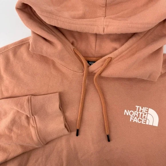 The North Face Hoodie Mens Large Clay Pink Graphic Back Pullover Pocket