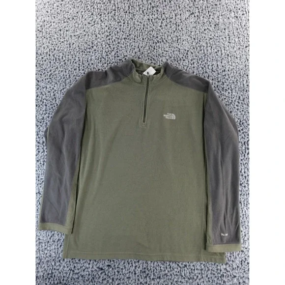 The North Face Mens TKA 100 Fleece 1/4 Zip Pullover Khaki‎ Green XL