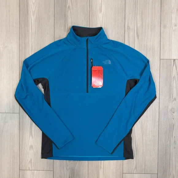 The North Face Ambition 1/4 Zip Blue Mens Running Pullover NFOA2TLWZJ M