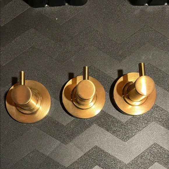 Triple Brushed Gold Wall Hook Set — Modern Metal Coat Hooks