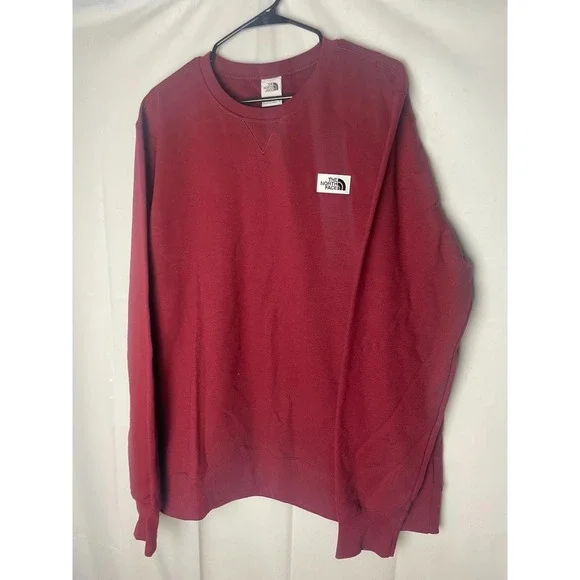 NWT The North Face Men's Patch Crew Sweater Maroon Red Size XL Brand New