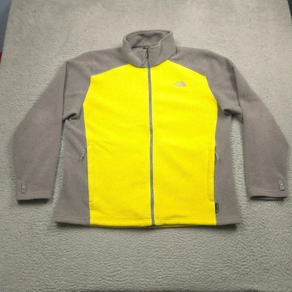 The North Face FlashDry Fleece Jacket Mens XXL Yellow Gray Full Zip Mock