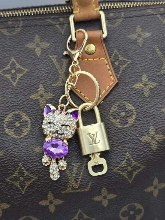 Louis Vuitton Gold Padlock 🔒 Key Set Authentic LV w/ Unbranded Cat Keychain