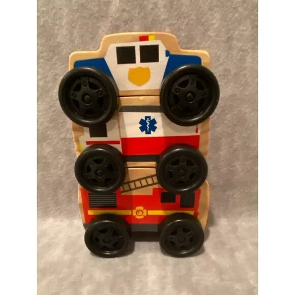 Playgo Wooden‎ Toys Stacking Emergency Vehicles Set of 3 EMS