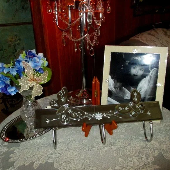 Mirrored Butterfly 3 Hook Wall Rack