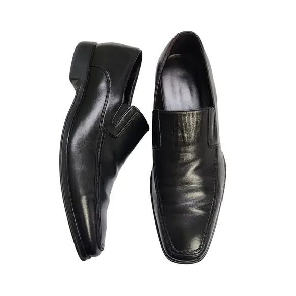 Monte Rosso Mens Lucca Nappa Leather Loafers Size 10.5 Black Leather Italy Dress