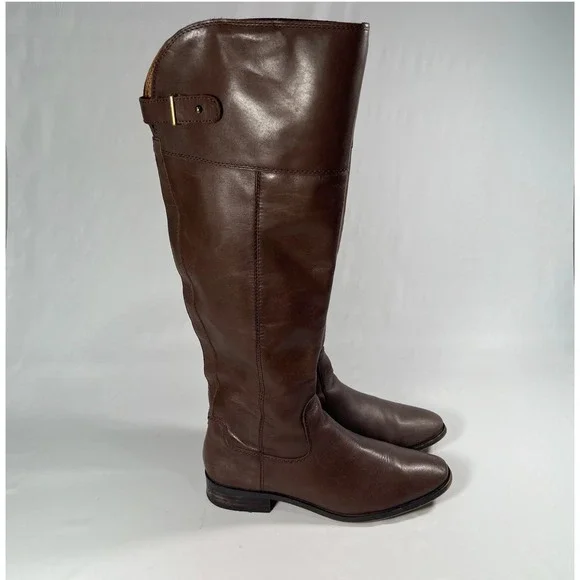 FRANCO SARTO Haleen Over the Knee Boots Womens 8 Brown Leather‎ Riding Studded
