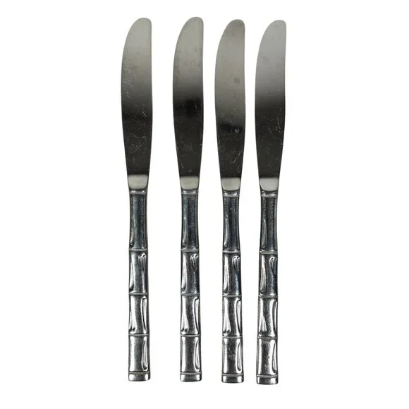 Reed & Barton Rebacraft Stainless Steel Bamboo Dinner Knives Set Of 4