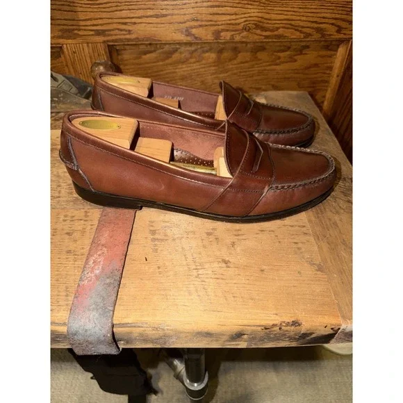 Heartland Leather Penny Loafer Men's 13 Shoes Burgundy EUC