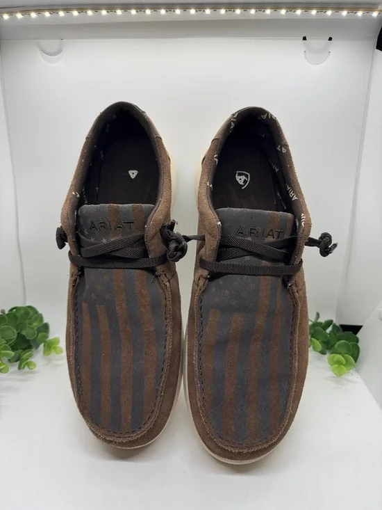 Ariat Hilo Slip on Casual Shoes Brown Bomber Suede Flag USA 10050974 Mens 11D