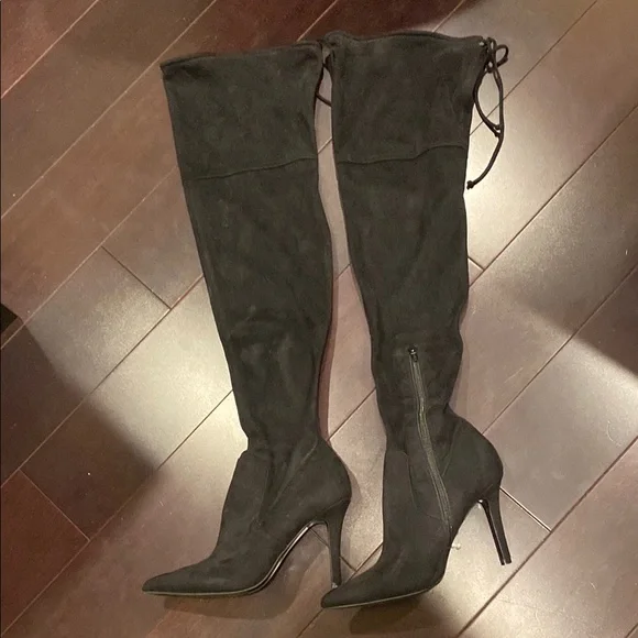 Aldo Asteille black over-the-knee suede boots with stiletto heels