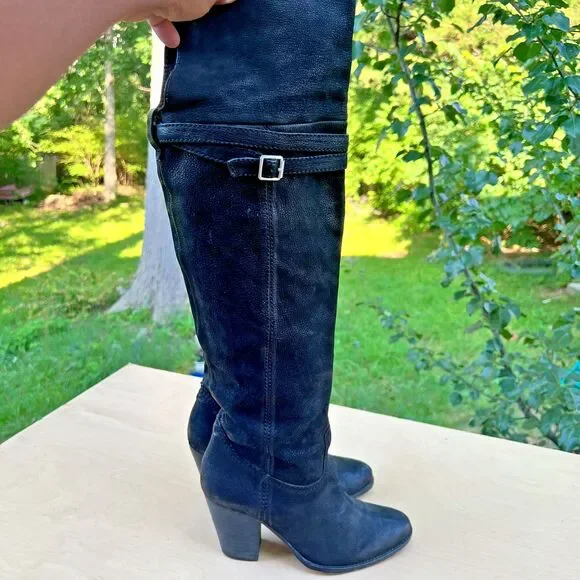 Vince Camuto Women Black Suede OTK High Madolee Boots Size 7 B - Euro 37