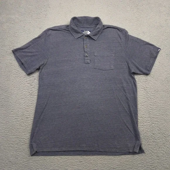 The North Face Polo Shirt Mens Large Gray Slub Knit Pocket Casual Outdoor