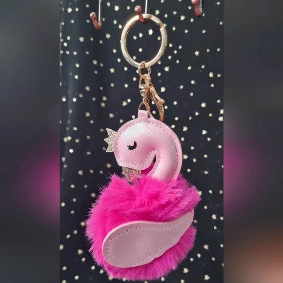 Sweet Hot Pink Pom Pom Flamingo