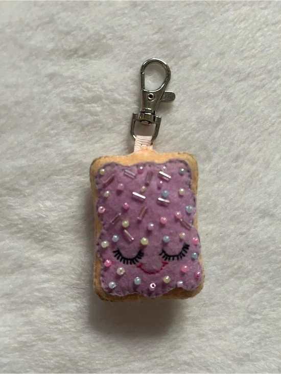Pop tart  Cute Lavender Sprinkle Toast Keychain Charm