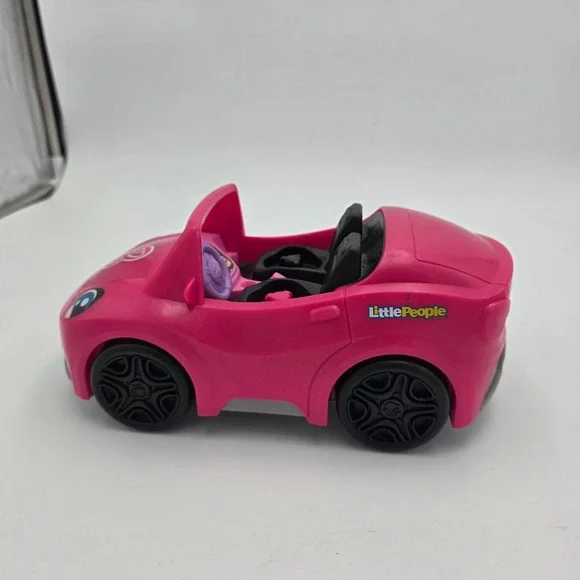 Fisher Price Little People Pink Convertible Car Toy Kids Play Fun