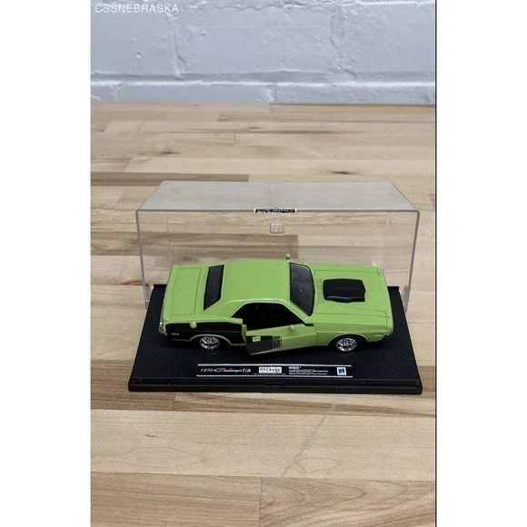 lime green. Die-Cast Model of a 1970‎ Dodge Challenger