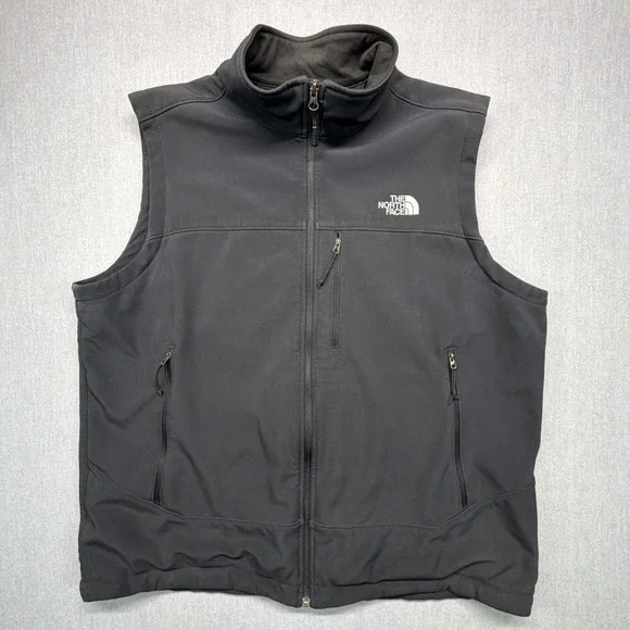 The North Face Vest Jacket Mens XL Black Soft Shell Full Zip Fleece Lined