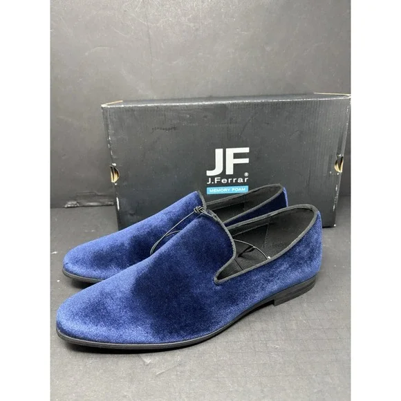 JF J. Ferrar Size 10.5 Medium Navy Velvet Dress Shoes NEW‎