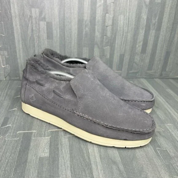 Sperry Moc Sider Moccasins Men Size 10 Grey Suede