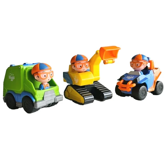 Blippi Mini Vehicles Lot of 3 - Excavator, Garbage Truck & Blippi Mobile 2019
