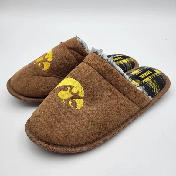 Iowa Hawkeyes Flannel Suede Scuff Slippers FOCO Mens Medium 9-10‎ Womens 11-12