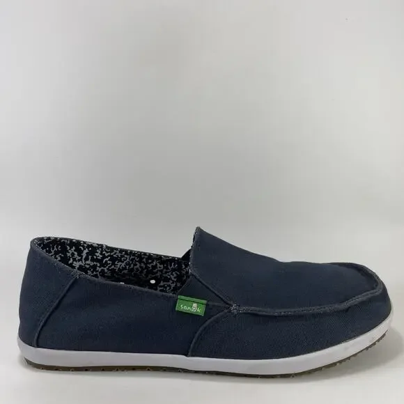 Sanuk Vagabond Slip On Mens Size 8.5 Navy Blue Canvas Casual Loafers Shoes