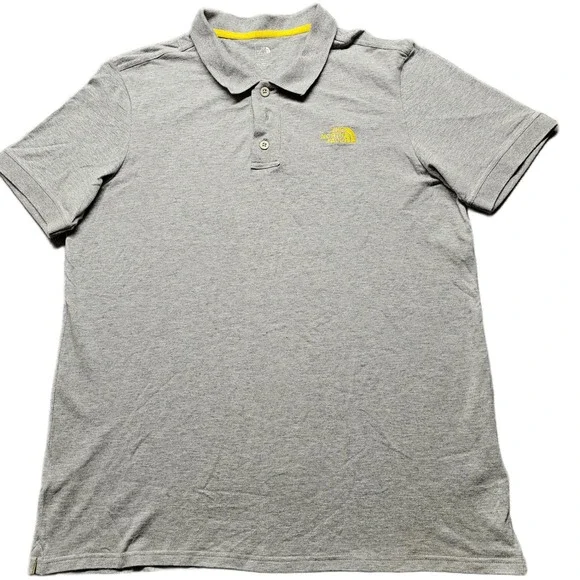 The North Face Polo Shirt Mens US Large Gray Short Sleeve Collared Popover.