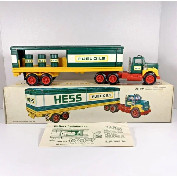 RARE Vintage‎ 1976 HESS Toy Tanker Truck w/ Barrels & Card in Original Box