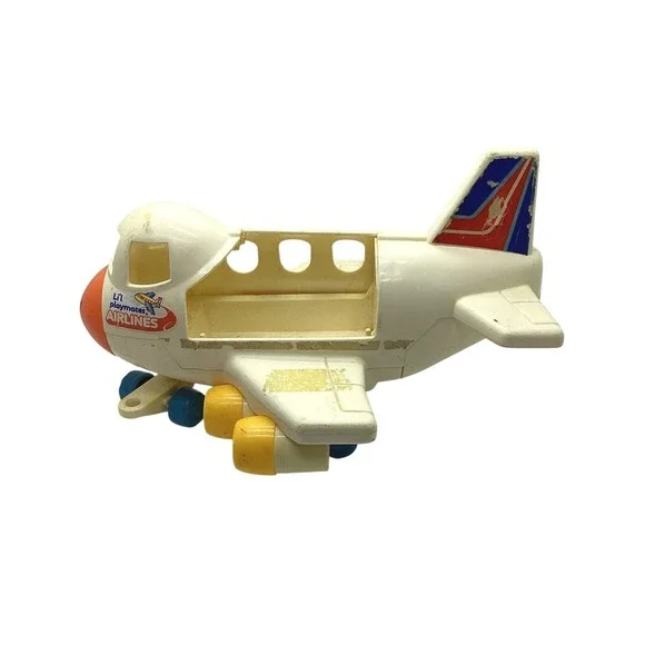 Vintage‎ Playmates Lil Playmates Airlines Airplane White Plastic Toy 1980s