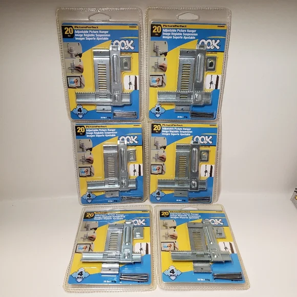 Set of 6 OOK Hillman Picture Perfect 4-Way Adjustable Picture Hanger hanging