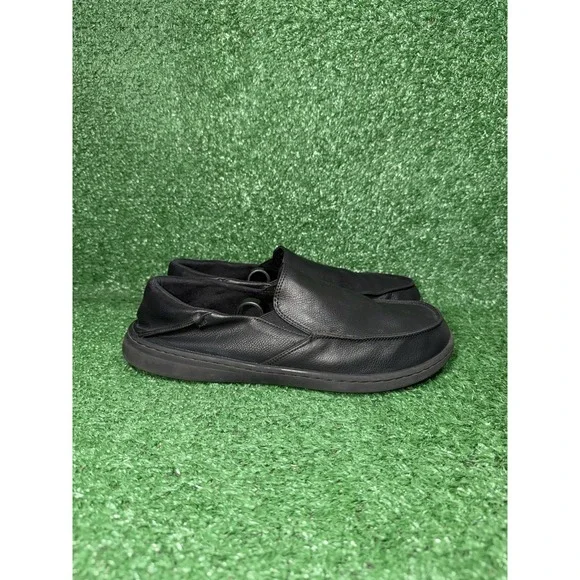 Pulltop Barefoot Minimalist Mens Size 10 Black Leather Slip On Walking Shoes