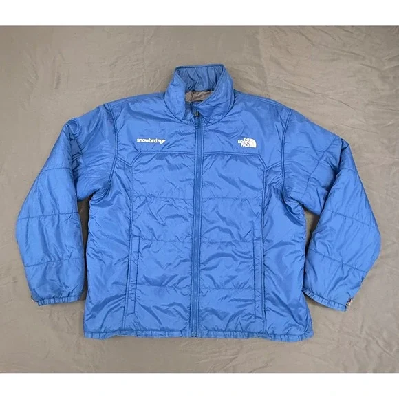 The North Face Mens XXL Blue Puffer Jacket Snowbird Logo Insulated Full Zip