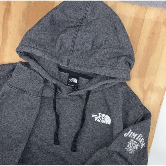The North Face Mens Fleece‎ Hoodie Jim Beam Logo Medium Charcoal Gray