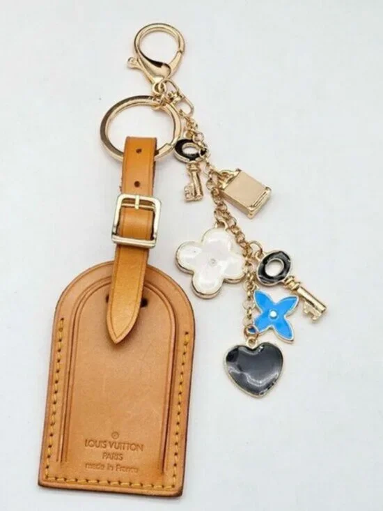 Authentic Louis Vuitton Luggage Tag with Unbranded Keycharm, Keychain