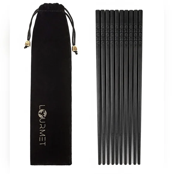 LOURMET Black Chopsticks 5 Pairs