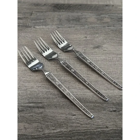 Vintage MCM‎ United Silver Cordova Dinner Forks Stainless Steel Japan Set of 3