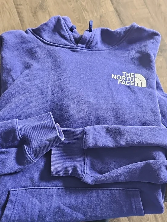 The North Face Sweatshirt Pullover Hoodie Blue White Black Logo Large Men