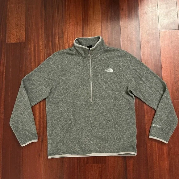 The North Face Jacket Men Large Gray 1/4 Zip Fleece Pullover Sweater Polartec