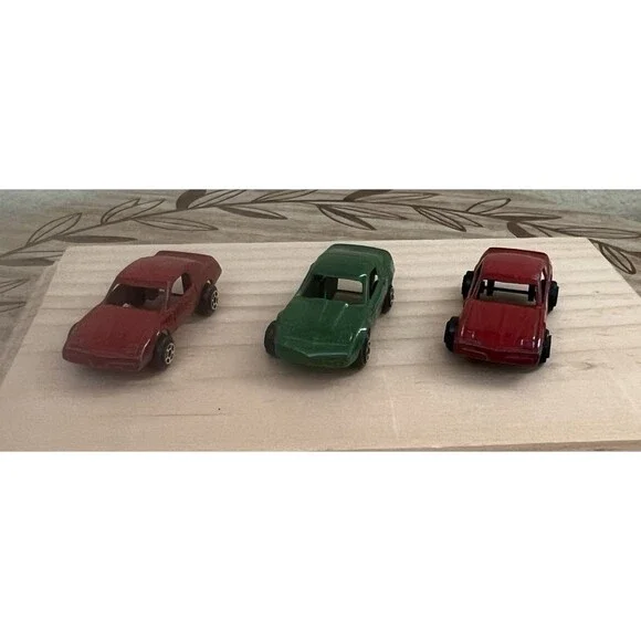 Tootsie Lot of 3 Firebird Metal Toy Cars 2 Red 1 Green Vintage Made In USA
