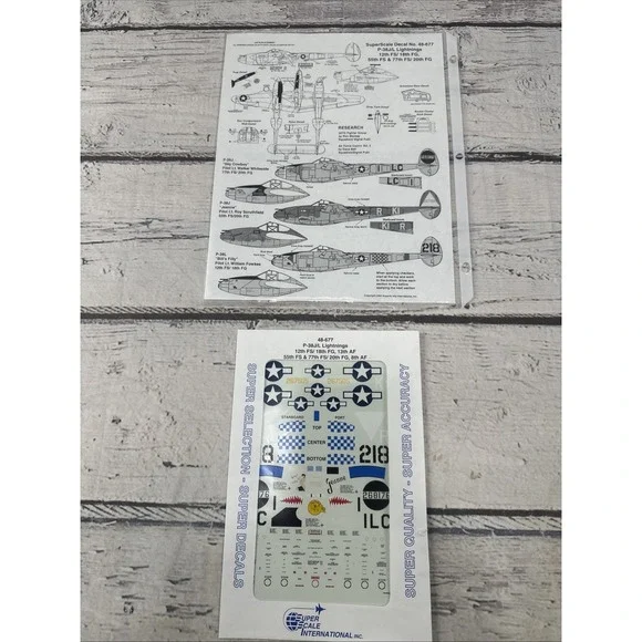 SUPER SCALE 1/48 P-38J/L LIGHTNINGS DECALS 48-677 New