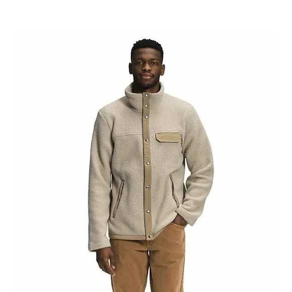 The North Face Cragmont Sherpa Fleece Jacket Mens XXL Tan Snap Front Coat‎