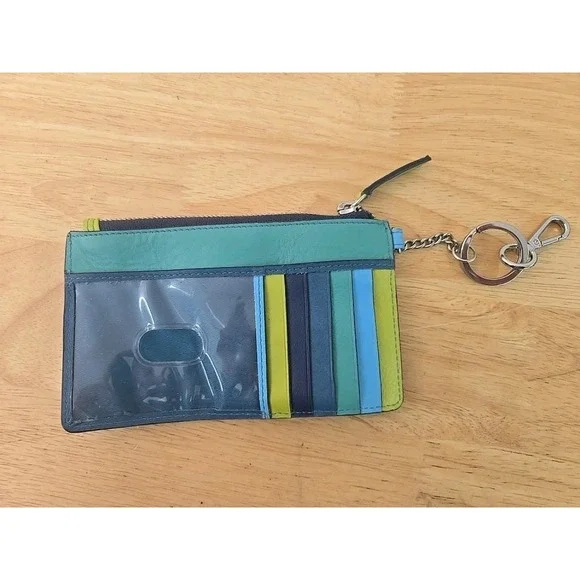 ILI New York‎ Genuine Leather Keychain Zip ID Card Case With RFID