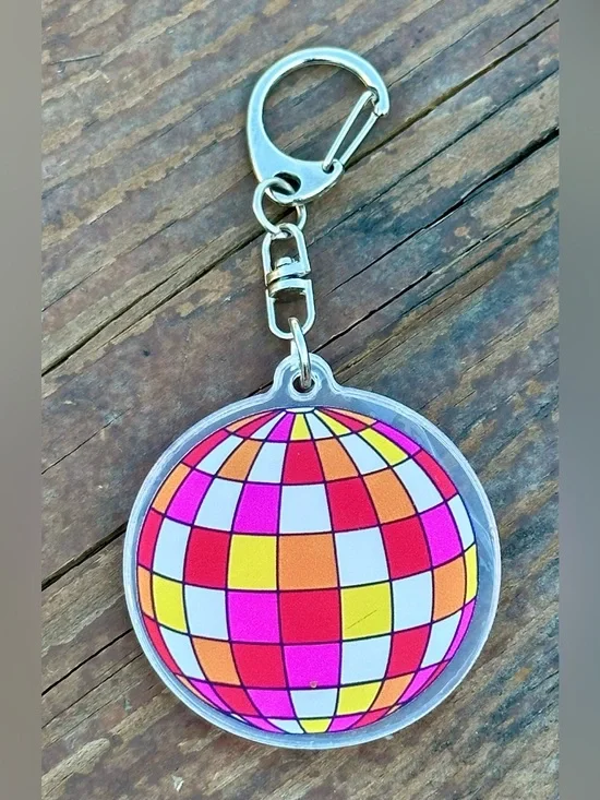 Retro Colorful Disco Globe Acrylic Keychain - Boutique