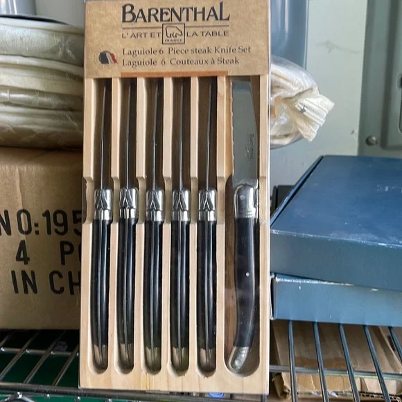 New Barenthal Laguoile Black Pistol Handled Steak Knives set/6