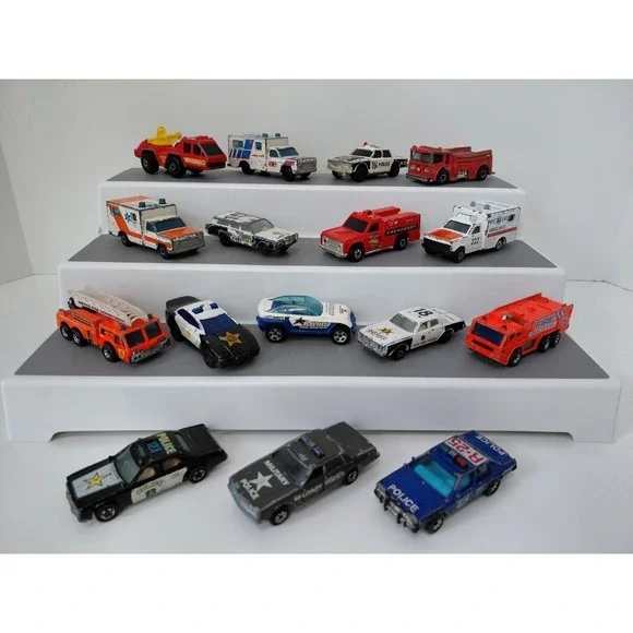 LOT of 16 Variety Die Cast Cars EMS Police Fire‎ Vehicles 70s - 90s
