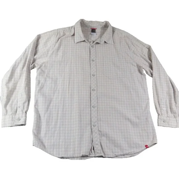 The North Face Mens XL Arroyo Lightweight Flannel Gray Plaid Cotton Shirt EUC