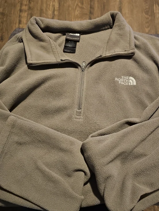 The North Face Fleece Pullover Men Jacket Xlarge Gray Green Sweatshirt